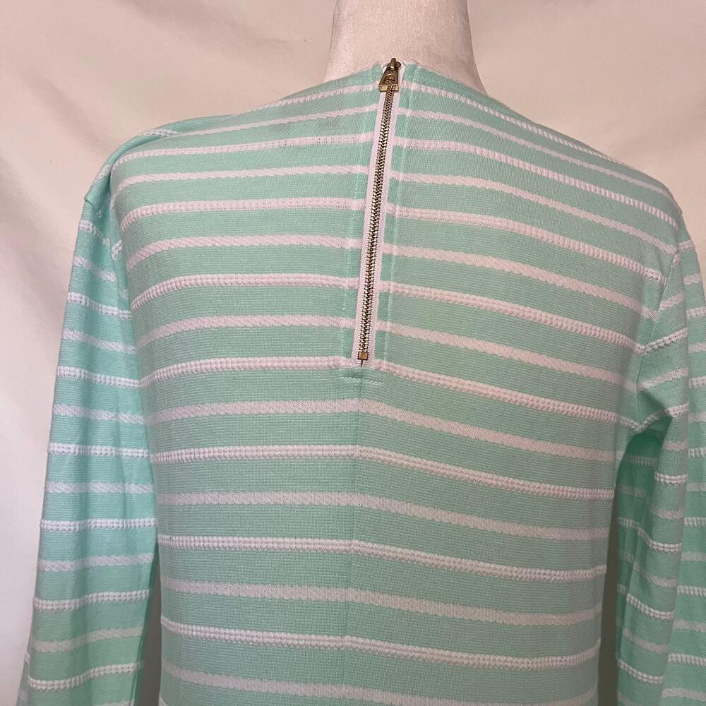 STS Striped Sheath Dress Sz XS Coastal Preppy Long Sleeve Texture MInt Office - Picture 7 of 12